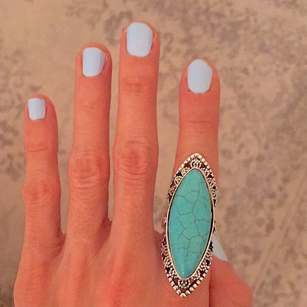 Turquoise Boho Statement Ring - image 4